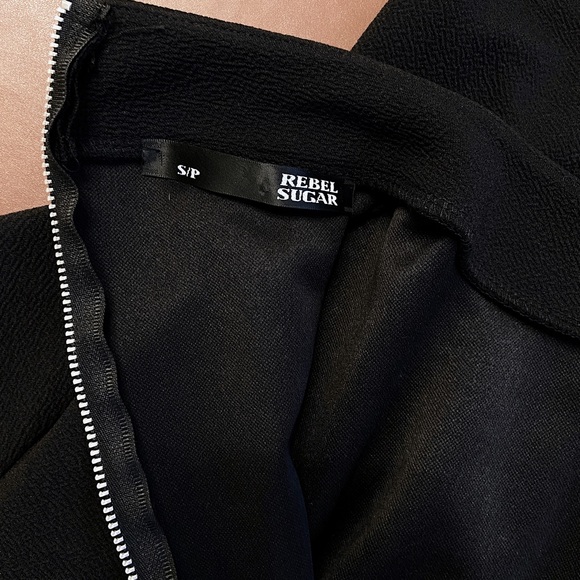 Black Mock Neck T-Shirt Mini Dress, Size S - Picture 3 of 4